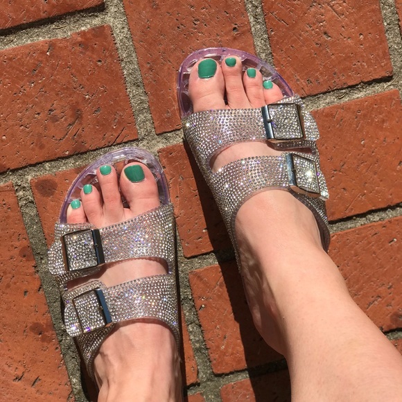 Rhinestone Clear Jelly Footbed Sandals - Picture 5 of 16